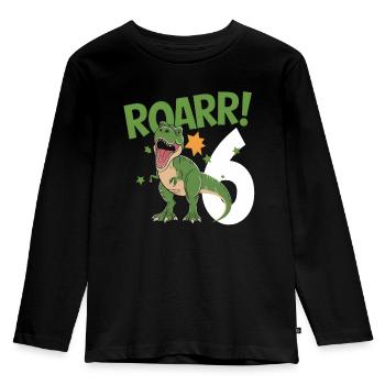 6. Geburtstag 6 Jahre Dino Dinosaurier Fan - Kinder Premium Bio Langarmshirt - Schwarz - Vorne - AI Model Kid Male (0cm)