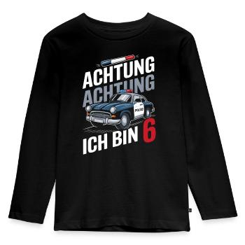 Achtung Ich Bin 6 Polizei 6. Geburtstag - Kinder Premium Bio Langarmshirt - Schwarz - Vorne - AI Model Kid Male (0cm)