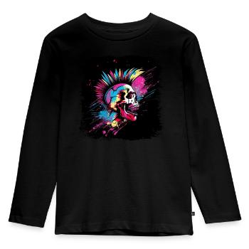 Punk Zombie Mohawk - Kinder Premium Bio Langarmshirt - Schwarz - Vorne - AI Model Kid Male (0cm)