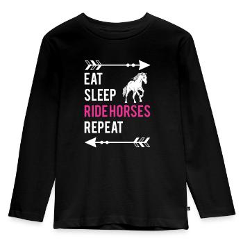 Eat Sleep Ride Horses Repeat Shirt Rider - Kids' Premium Longsleeve Shirt - black - Front - AI Model Kid Male (0cm)