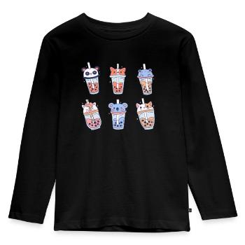 Boba Tea Shirt Cadeau - T-shirt manches longues Premium Enfant - noir - Devant - AI Model Kid Male (0cm)