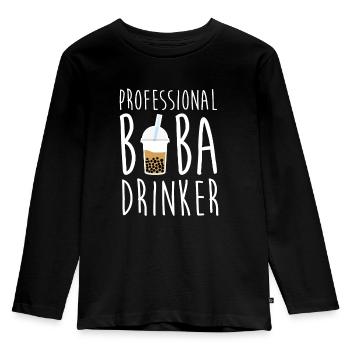 Professional Boba Drinker Shirt Bubble Tea - Kids' Premium Longsleeve Shirt - black - Front - AI Model Kid Male (0cm)