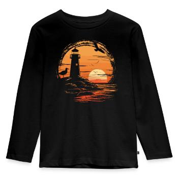 Seagull Seabird Lighthouse Sunset - Kids' Premium Longsleeve Shirt - black - Front - AI Model Kid Male (0cm)