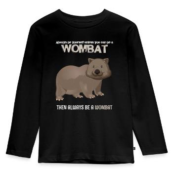 Wombat - Kinder Premium Bio Langarmshirt - Schwarz - Vorne - AI Model Kid Male (0cm)