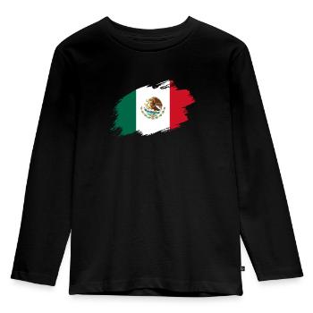Mexiko mexikanisch Flagge Fahne Mittelamerika - Kinder Premium Bio Langarmshirt - Schwarz - Vorne - AI Model Kid Male (0cm)