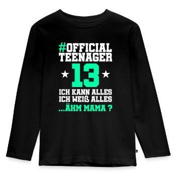 13 Birthday Boys 13 years Boy Girls Boys - Kids' Premium Longsleeve Shirt - black - Front - AI Model Kid Male (0cm)