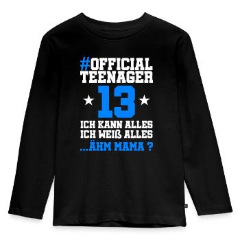 13 Birthday Boys 13 years Boy Girls Boys - Kids' Premium Longsleeve Shirt - black - Front - AI Model Kid Male (0cm)