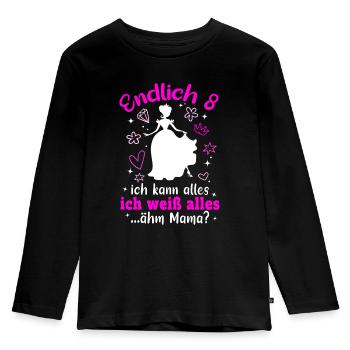 8. Geburtstag Mädchen Geschenk 8 Jahre - Kinder Premium Bio Langarmshirt - Schwarz - Vorne - AI Model Kid Male (0cm)