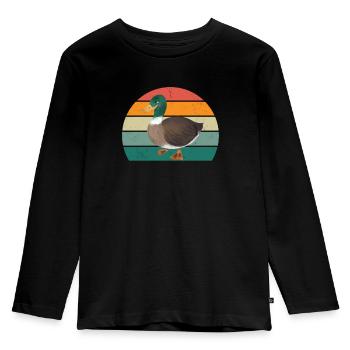 Ducks Swimming Fly Waddle Rubber Duck Duck - Kids' Premium Longsleeve Shirt - black - Front - AI Model Kid Male (0cm)