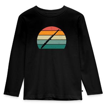 Flute Recorder Flutist Flute Player Flute - Kids' Premium Longsleeve Shirt - black - Front - AI Model Kid Male (0cm)