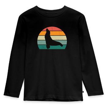 Seal Seal Seals Swimming Eared Seal Seal - Kids' Premium Longsleeve Shirt - black - Front - AI Model Kid Male (0cm)