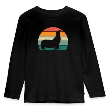 Seal Seal Seals Swimming Eared Seal Seal - Kids' Premium Longsleeve Shirt - black - Front - AI Model Kid Male (0cm)