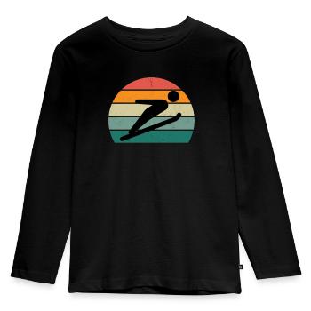 Ski jump Ski jump Ski jump Ski jumping Ski - Kids' Premium Longsleeve Shirt - black - Front - AI Model Kid Male (0cm)