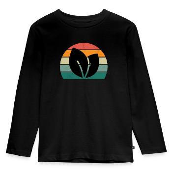 Veganer Veganerin Vegetarier Vegetarierin Pflanze - Kinder Premium Bio Langarmshirt - Schwarz - Vorne - AI Model Kid Male (0cm)