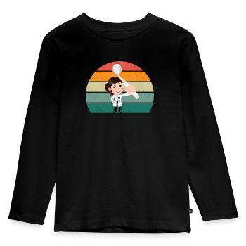 zahnärztin zahn zähne bohrer bohren zahn zahnarzt - Kinder Premium Bio Langarmshirt - Schwarz - Vorne - AI Model Kid Male (0cm)