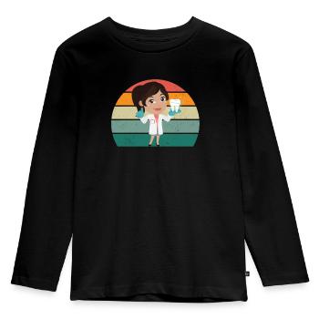 zahnärztin zahn zähne bohrer bohren zahn zahnarzt - Kinder Premium Bio Langarmshirt - Schwarz - Vorne - AI Model Kid Male (0cm)