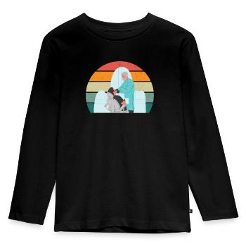 zahnärztin zahn zähne bohrer bohren zahn zahnarzt - Kinder Premium Bio Langarmshirt - Schwarz - Vorne - AI Model Kid Male (0cm)