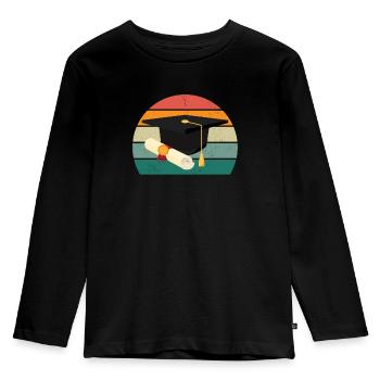 Studying Student Studies Degree Bachelor University - Kids' Premium Longsleeve Shirt - black - Front - AI Model Kid Male (0cm)