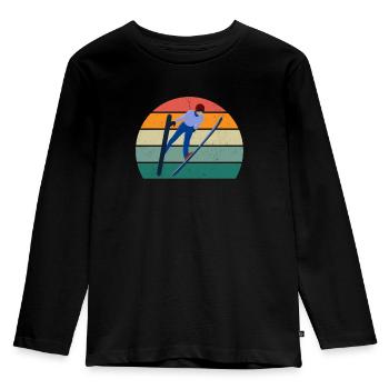 Ski jumping hill Ski jumping Ski jumping - Kids' Premium Longsleeve Shirt - black - Front - AI Model Kid Male (0cm)
