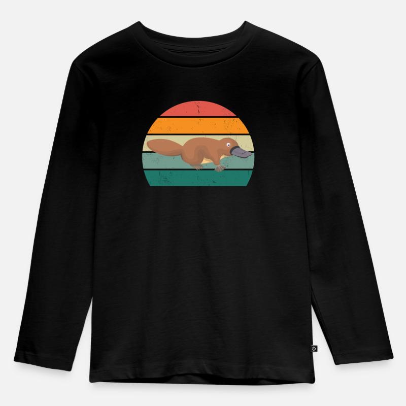 Schnabeltier Schnabel Biber Ente Eier Säugetier - Kinder Premium Bio Langarmshirt - Schwarz