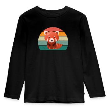 Rote Pandas Rot Panda Bambus Asien Roter Pandabär - Kinder Premium Bio Langarmshirt - Schwarz - Vorne - AI Model Kid Male (0cm)