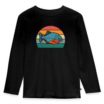 Piranha dangerous fish fish predatory fish river - Kids' Premium Longsleeve Shirt - black - Front - AI Model Kid Male (0cm)