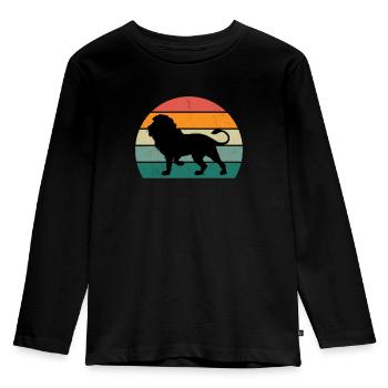 Lion Lionne Fierté des Lions Mane Lion’s Mane King Lion - T-shirt manches longues Premium Enfant - noir - Devant - AI Model Kid Male (0cm)