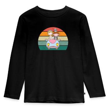Heiraten Heirat Hochzeit Freund Freundin Ehe Liebe - Kinder Premium Bio Langarmshirt - Schwarz - Vorne - AI Model Kid Male (0cm)