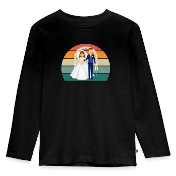 Heiraten Heirat Hochzeit Freund Freundin Ehe Liebe - Kinder Premium Bio Langarmshirt - Schwarz - Vorne - AI Model Kid Male (0cm)