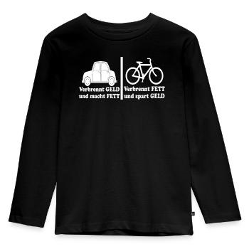 Auto gegen Fahrrad, Qual der Wahl? - Kinder Premium Bio Langarmshirt - Schwarz - Vorne - AI Model Kid Male (0cm)