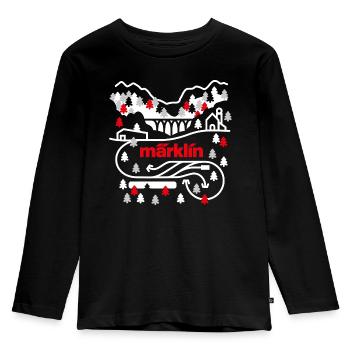 Märklin Schienenplan Landschaft - Kinder Premium Bio Langarmshirt - Schwarz - Vorne - AI Model Kid Male (0cm)