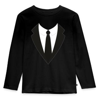 Anzug Kostüm Karneval Kravatte Fasching JGA - Kinder Premium Bio Langarmshirt - Schwarz - Vorne - AI Model Kid Male (0cm)