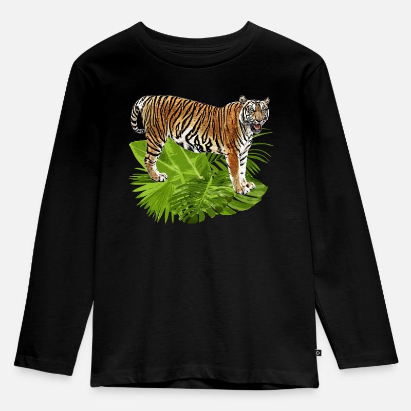 Tiger - Kinder Premium Bio Langarmshirt - Schwarz