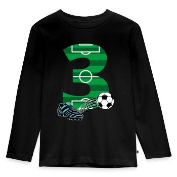 3rd Birthday Football - Kids' Premium Longsleeve Shirt - black - Front - AI Model Kid Male (0cm)