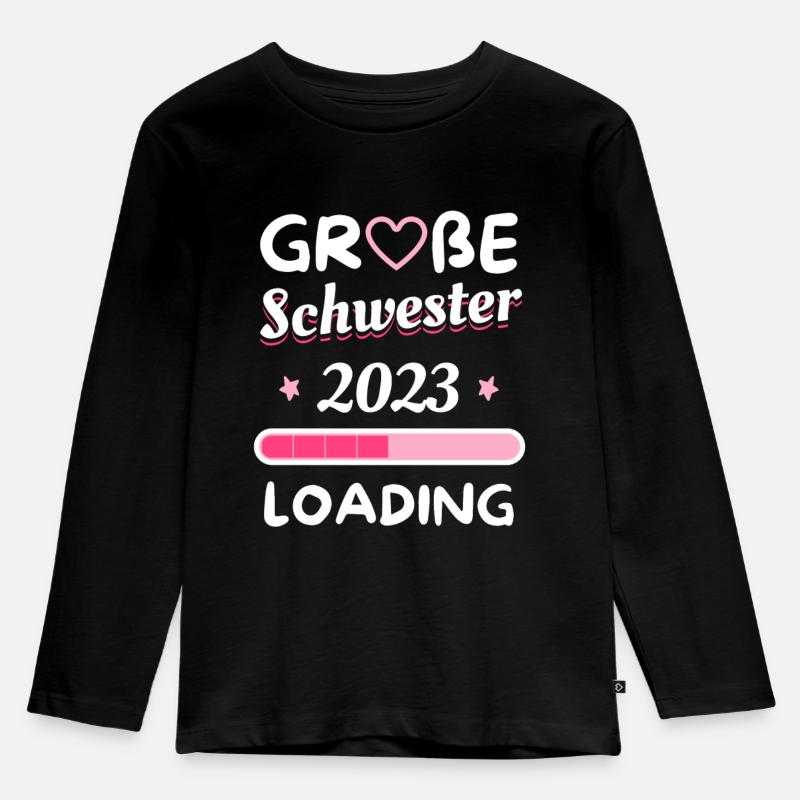 große Schwester 2023 - Kinder Premium Bio Langarmshirt - Schwarz