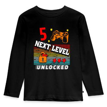 5. Geburtstag Level freigeschaltet - Kinder Premium Bio Langarmshirt - Schwarz - Vorne - AI Model Kid Male (0cm)