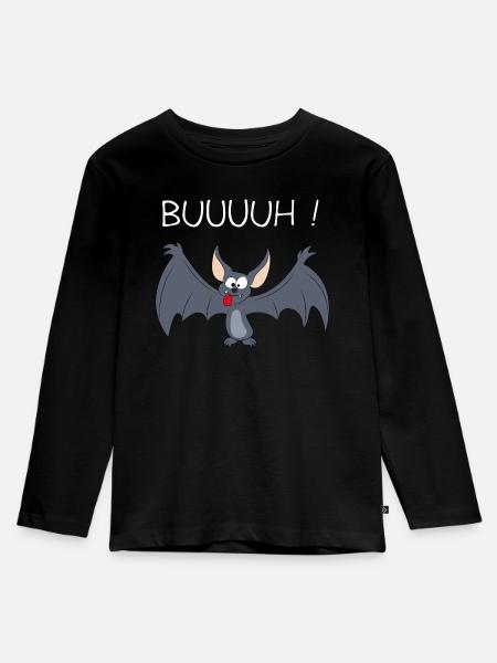 Fledermaus - Kinder Premium Bio Langarmshirt - Schwarz