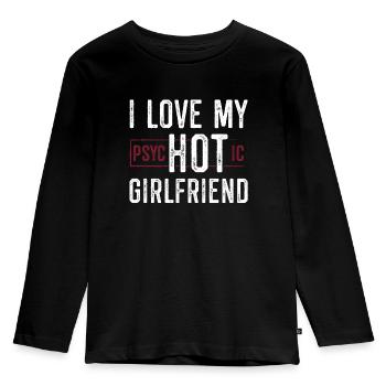 J'aime mon cadeau de petite amie psychotique et chaude - T-shirt manches longues Premium Enfant - noir - Devant - AI Model Kid Male (0cm)