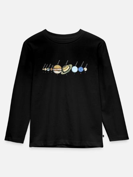 Sonnensystem Astrophysikalische Planeten, Sonnensystem - Kinder Premium Bio Langarmshirt - Schwarz