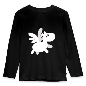Baby Pegasus - Kinder Premium Bio Langarmshirt - Schwarz - Vorne - AI Model Kid Male (0cm)