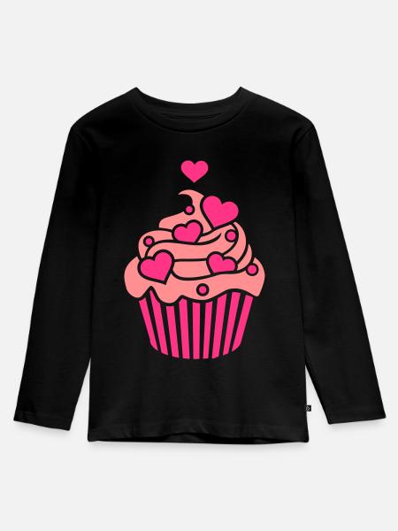 Cupcake - Kinder Premium Bio Langarmshirt - Schwarz
