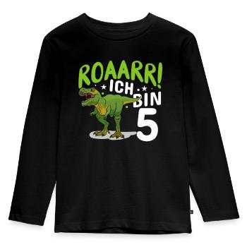 5. Geburtstag 5 Jahre Dino Dinosaurier Fan - Kinder Premium Bio Langarmshirt - Schwarz - Vorne - AI Model Kid Male (0cm)