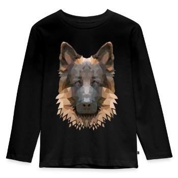 Polyart Schäferhund - Kinder Premium Bio Langarmshirt - Schwarz - Vorne - AI Model Kid Male (0cm)