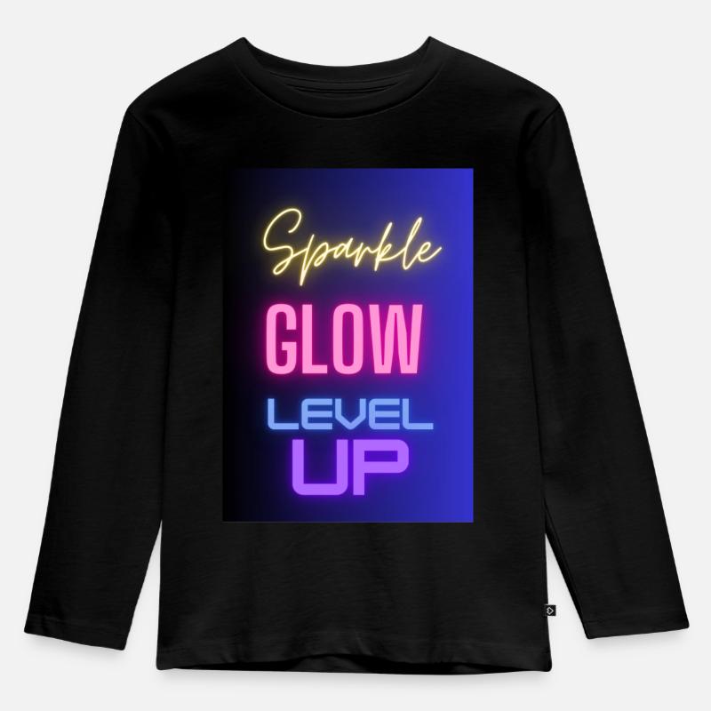 Sparkle Glow Level Up - Kinder Premium Bio Langarmshirt - Schwarz