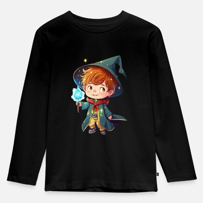 Der kleine Zauberer - Kinder Premium Bio Langarmshirt - Schwarz
