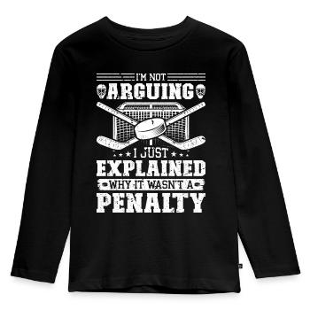 Hockeyspieler Penalty Eishockey - Kinder Premium Bio Langarmshirt - Schwarz - Vorne - AI Model Kid Male (0cm)