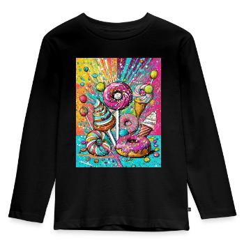 Sweets - Kinder Premium Bio Langarmshirt - Schwarz - Vorne - AI Model Kid Male (0cm)
