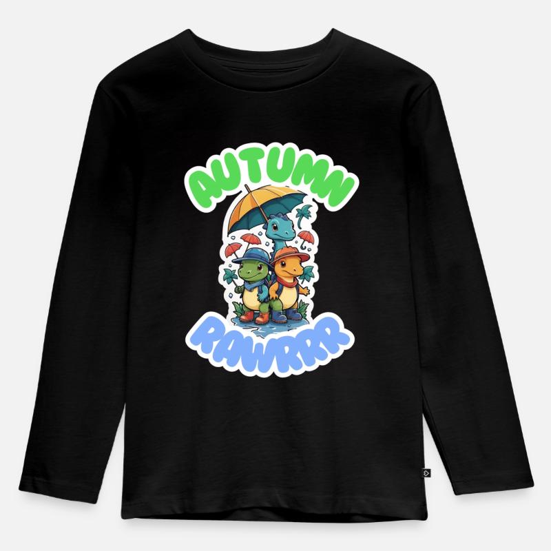 HERBST RAWRRR - Kinder Premium Bio Langarmshirt - Schwarz