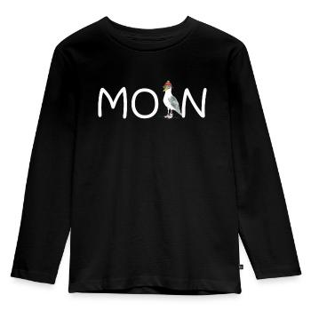 MOIN MÖWE NORDSEE - Kinder Premium Bio Langarmshirt - Schwarz - Vorne - AI Model Kid Male (0cm)