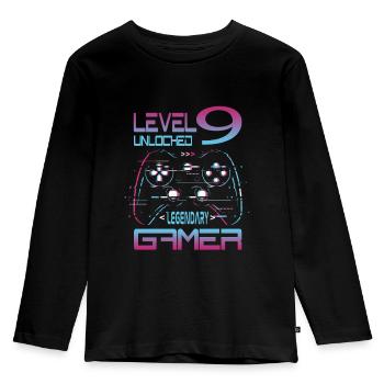 9th Birthday Level 9 Complete Retro Boys Gamer - Kids' Premium Longsleeve Shirt - black - Front - AI Model Kid Male (0cm)